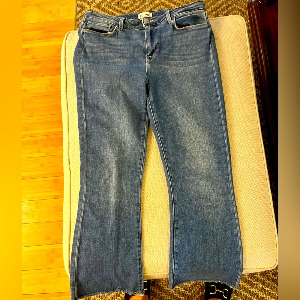 L’AGENCE Kendra High-rise cropped flare 
Medium blue wash